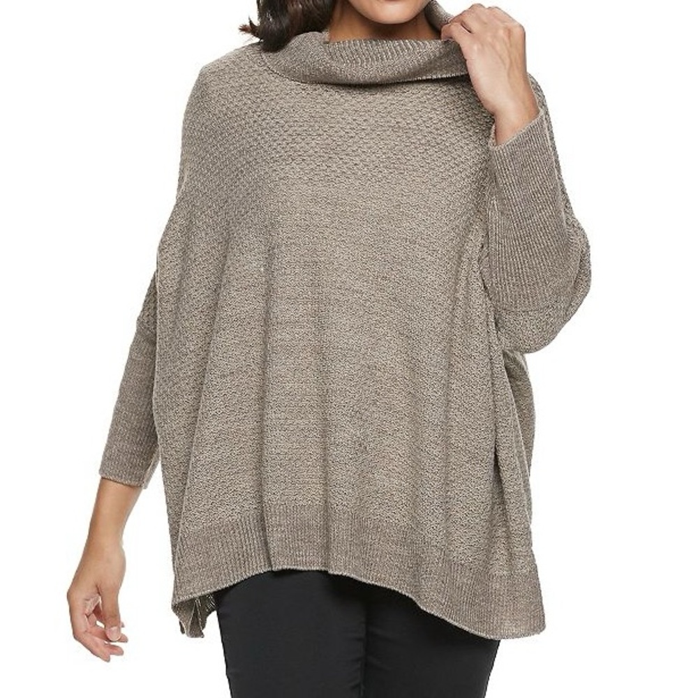 Croft & Barrow Cozy Knit Cowl Neck Sweater Poncho